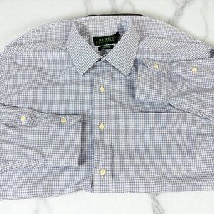 Lauren Ralph Lauren Men's Dress Shirt 16 32/33 100% Cotton Blue White Oxford